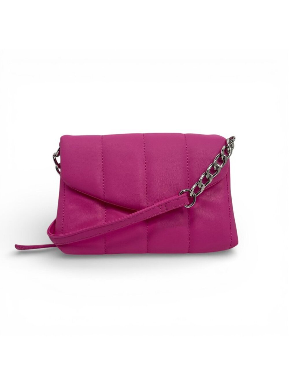 Primark Pink Quilted Crossbody Bag With Chain Strap & Magnetic Closure